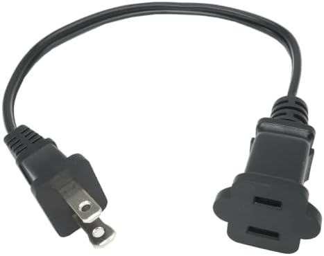 1 Foot Extension Cord 2 Prong, Small Black Extension Cord for Indoor Use by Musunpara