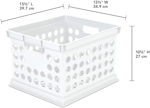 Sterilite Stackable Plastic Storage Crate Bin Organizer File Box with Handles for Home, Office, Dorm, Garage, or Utility Organization, White, 18-Pack - Image 2
