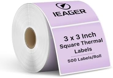 iEager Purple 3" x 3" Square Thermal Label Stickers, 500 Labels/Roll by ReliableThermalLabelsYouCanCountOn