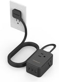 TESSAN Small Flat Plug Power Strip, Ultra Thin Extension Cord 5 ft, Black by TESSAN