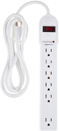 Amazon Basics Surge Protector Power Strip, 6-Outlet, 790 Joules, Circuit Breaker, LED Indicator, 6ft Extension Cord, White by AmazonBasics
