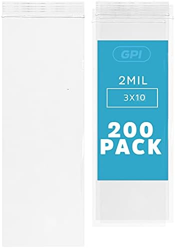 3" x 10" Zip Bags, 200 Pack, 2 Mil, Reclosable for Incense Packaging, GPI by GPI