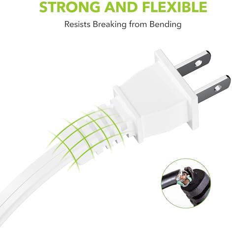 HBN 3-Pack 3 ft 3-Outlet Indoor Extension Cord 16/2 SPT-2, 2 Prong Polarized, Power Cord with Safety Plug Cap, for Homes, Kitchens & Offices, White - Image 5