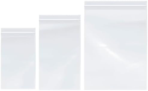 Plymor 5" x 8" (100), 6" x 10" (100), 9" x 12" (100), 4 Mil Variety Pack Heavy Duty Zipper Reclosable Plastic Bags by Plymor