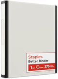 Staples Heavy-Duty 1-Inch D-Ring View Binder, White, 275 Sheets by Staples