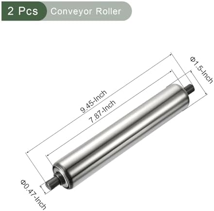 YOKIVE 2 Pcs Conveyor Roller, Stainless Steel Roller Replacement | Smooth Movement, Great for Factories, Warehouses Use (Silver, 1.5 Inch Dia, 8 Inch Length) - Image 2