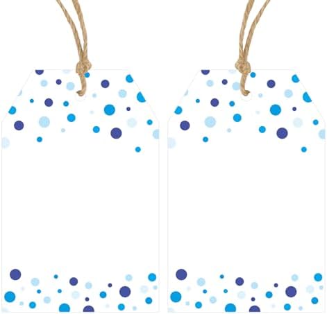 Anwyll Gift Tags with String - 100 Pcs Blue Gift Tags for Presents by Anwyll