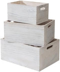 Set of 3 Rustic White Wooden Nesting Crates, 15.4x11x7 Inches Large Farmhouse Wood Storage Crates with Cutout Handles, Stackable Decorative Wood Storage Bins fot Home Decor Wedding Display by Unknown