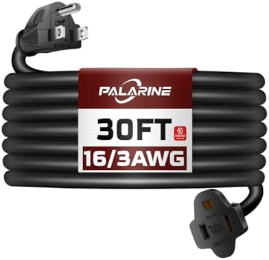 30ft Black Outdoor Extension Cord Waterproof, UL Certified by PALARINE