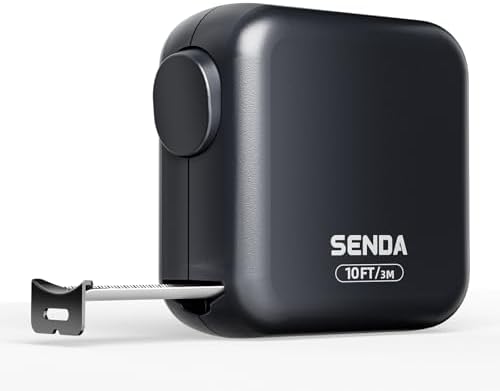 SENDA Self-Locking Tape Measure 10FT/3M, Compact Square Design Small Measuring Tape with High Rigidity, No Back Clip, Wear & Shock Resistant for Home, DIY, Industrial Use (10Ft) by SENDA