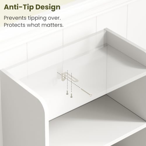 Small Bathroom Storage Cabinet with 2 Doors & Shelf, Line White - Image 7