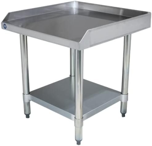 Stainless Steel Equipment Grill Stand with Adjustable Undershelf | Heavy Duty 18-Gauge Top | NSF Certified for Commercial Kitchen & Utility Use (24"x24") by ExpressKitchQuip