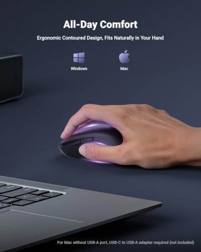 wegear USB Wireless Mouse for Laptop PC Mac, 2.4GHz Cordless Mouse-Black - Image 5