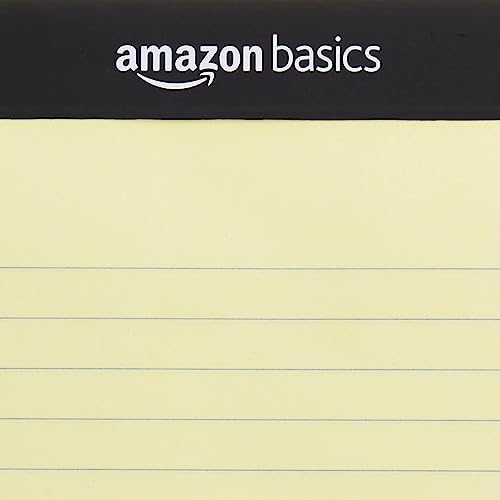 Amazon Basics Wide Ruled Lined Writing Pads, 8.5" x 11.75", Canary, 12-Pack of 50 Perforated Sheets, Sturdy Backing - Image 4