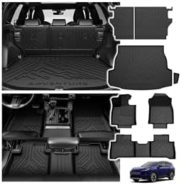 Powerty Floor Mats for Toyota RAV4 Hybrid 2026(Not for PHEV), All Weather 3D TPE Anti-Slip Trunk Cargo Liner Seat Back Covers Protectors Full Set Car Accessories by Powerty