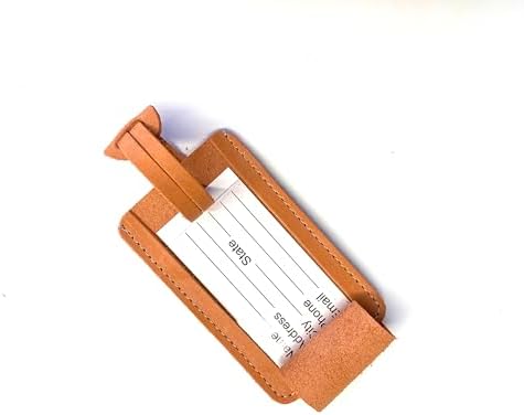 Premium Vegetable-Tanned Natural Leather Luggage Tag – Durable, Stylish Travel ID Labels for Suitcases, Bags, and Backpacks (Caramel Color, 1 pc.) - Image 3