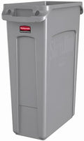 Rubbermaid Commercial Products Slim Jim Plastic Rectangular Trash/Garbage Can with Venting Channels, 23 Gallon, Gray by RubbermaidCommercialProducts