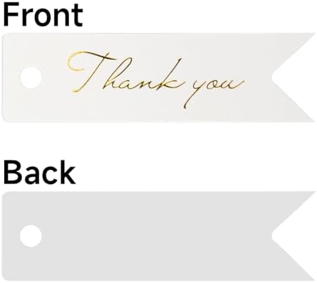 G2PLUS High-end Metallic Gold Thank You Tags, 100PCS 2.8'' x 0.8'' Gift Tags with String for Arts and Crafts,Gift Wrapping (White) - Image 3