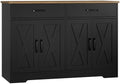 HOSTACK 47" W Kitchen Sideboard Buffet Cabinet with Storage Drawers, Black by HOSTACK