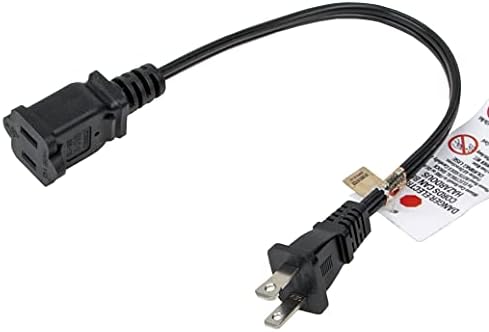 [2PACK] Short 1-Foot Polarized US 2-Prong Male-Female Extension Power Cord - Image 5