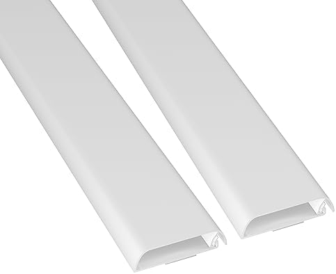 D-Line TV Wall Mount Cord Hider, Hide Mounted TV Cables, Wire Covers, Self Adhesive Cover for Cords, Paintable, Low Profile, Seamless Cable Raceway - 2X 2.36in W x 0.59in H x 15.7in L - White by D-LineUSAinc