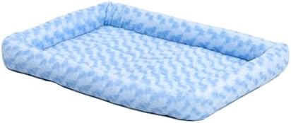 MidWest Homes for Pets QuietTime Fashion Dog Bed – Blue Faux Fur Bolster, Ultra-Soft and Machine Washable, Fits 30-Inch Crates and Carriers, for Medium Breed Dogs by MidWestHomesForPets