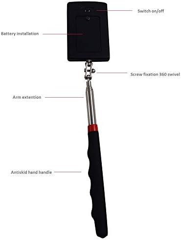 Telescoping LED Lighted Flexible Inspection Mirror Lighted 360 Swivel for Extra Viewing Dead Angle, Line of Sight Obstacle Area Mechanic Automotive Gifts - Image 3