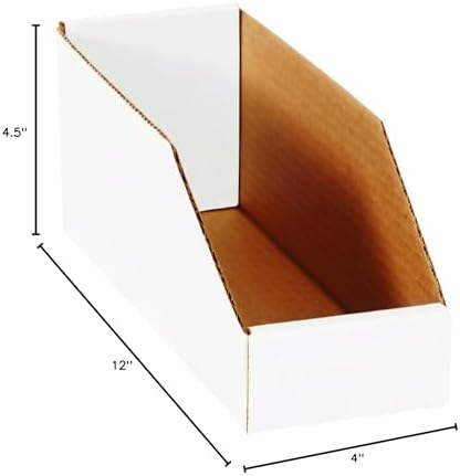 Tape Logic TLBINMT412 Open Top Bin Boxes, 4" x 12" x 4 1/2", White (Pack of 50) - Image 5