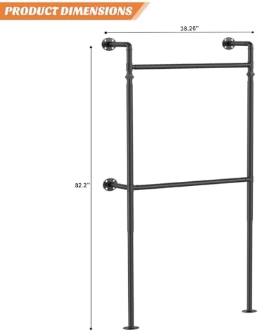 Aheaplus Industrial Pipe Clothing Rack, Reversible 3.5FT Clothes Rack - Image 7