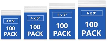 iMailer - 3" x 5", 4" x 6", 5" x 7", 6" x 9" (100 CT each)- 2 Mil Zip Bags by iMailer