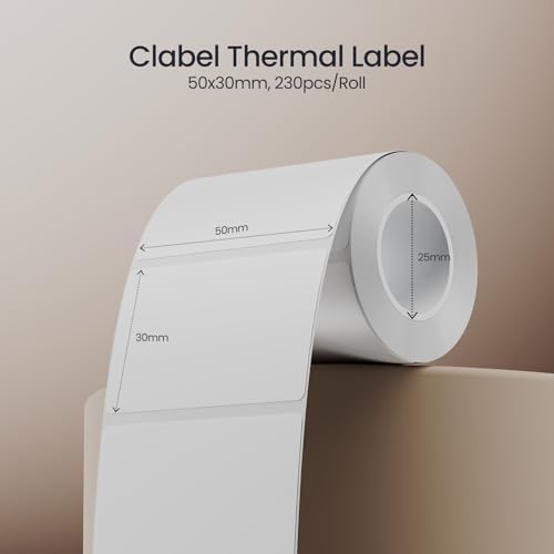 CLABEL 50x30mm (1.96"x1.18") Thermal Labels 1 Roll White Self-Adhesive - Image 2