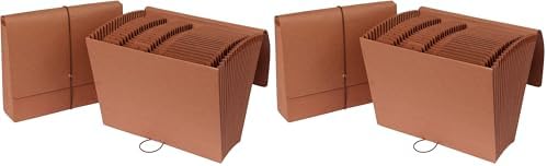 Pendaflex 21 Pocket A-Z Expanding File, File Organizer for School, Home and Office, Durable, with Pockets, Letter Size, Red Rope (75711) (Pack of 2) by TOPSProducts