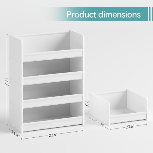 FOUCSSOMEI Closet Organizer and Storage, 4 Tier Stackable Storage Organizer, Wooden & Metal Closet Shelves, Modular Clothes Organizer, Storage Shelf, Bedroom & Closet Organization, Patent Design - Image 3
