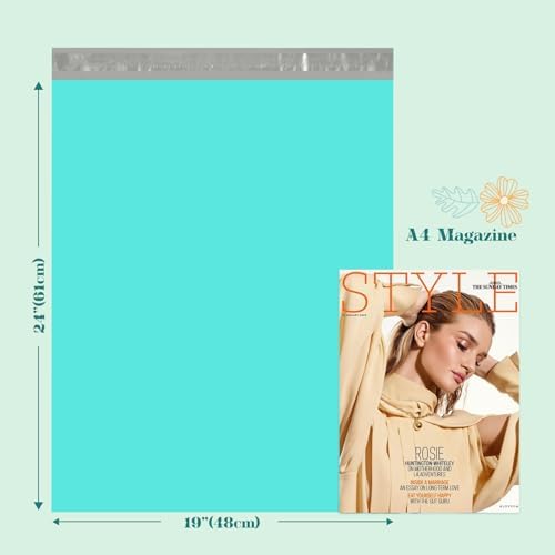Fuxury Poly Mailers 19x24" 50 Pack,Large Shipping Bags for Clothing,Teal - Image 2