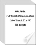 MFLABEL Full Sheet Shipping Labels 8.5x11 Inch - Matte White Permanent Adhesive Paper for Laser & Inkjet Printers (500 Sheets) - No Cut Needed Address Labels + Free 48 Fragile Stickers by MFLABEL