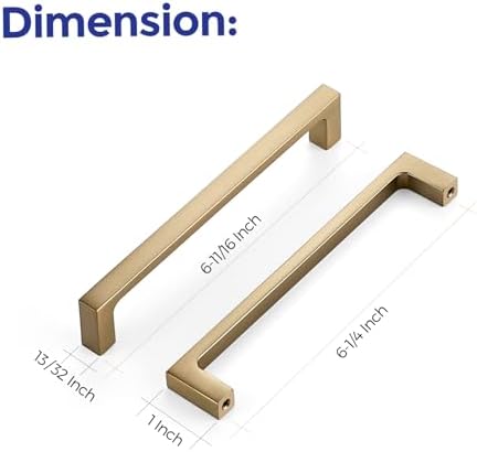 Ravinte Champagne Bronze Kitchen Square Cabinet Handles 6-1/4 Inch 5 Pack - Image 3