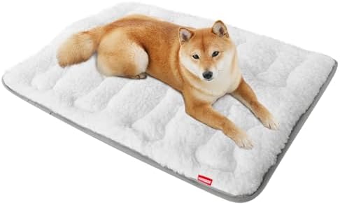Dog Bed Crate Mat(36" X 23"), Soft Plush Dog Bed Pad Machine Washable Crate Pad, Dog Sleeping Mat with Anti Slip Bottom by Moonsea