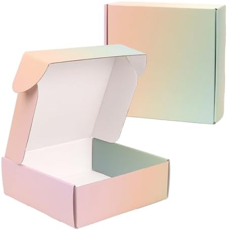 30 Pack 6x6x2 Small Shipping Boxes, Colorful Cardboard Boxes for Packaging Small Business by OUGEBOX