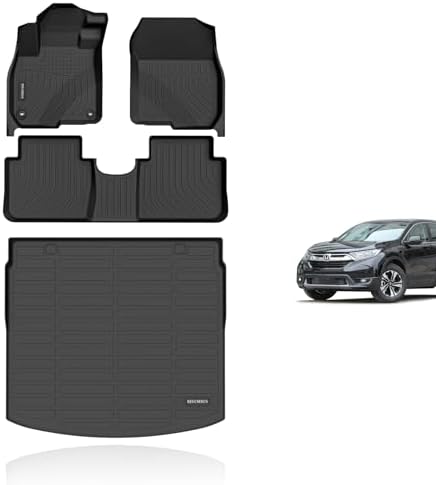 KELCSEECS Floor Mats & Cargo Liner(Deck in Upper Position) for 2017 2018 2019 2020 2021 2022 Honda CRV(Not for Hybrid & Touring) Car Mats Cargo Mat Trunk Mat CR-V Floor Mats Trunk Liner by KELCSEECS