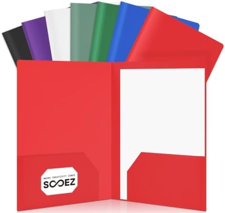 Sooez 7Pack Folders with Pockets, Pastels Colors, Heavy Duty Pocket Folder by Sooez