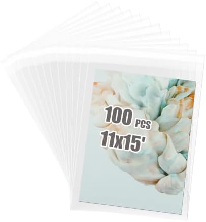 Egofine Self Sealing Cellophane Bags 100 PCS, Clear Bags for 11x15 Art Prints, Packaging Bags for Clothing, Gift bags for Gifts, Size: 11x15 inches by Egofine