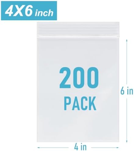4 x 6 Inch 200Pcs Small Plastic Bags, 2 Mil Small Zip Bag - Image 4