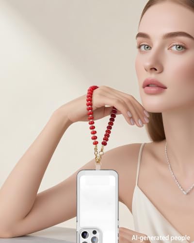 Marble Beaded Phone Wrist Strap for Women, Detachable Design - Image 5