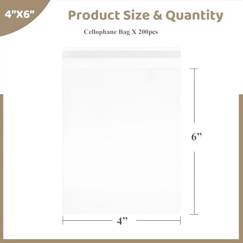 WIKDAY 200PCS Cookie Bags 4x6 Inches Clear Self Sealing Cellophane Bags - Image 6