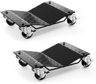 Garvee Car Wheel Dolly Set of 2,3000 LBS Capacity Heavy Duty Vehicle Mover Dolly with Brakes for Moving Cars, Trucks, Trailers and Motorcycles, Black by Garvee
