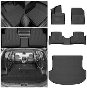 Santa Fe Floor Mats - Car Mats for Hyundai Santa Fe Gas 2021-2023(Not for Hybrid), All Weather Floor Mats and Cargo Liner for Santa Fe Accessories, Heavy Duty Rubber Mats, Car Accessories by cartist