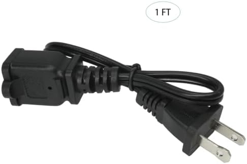 1 Foot Extension Cord 2 Prong, Small Black Extension Cord for Indoor Use - Image 2
