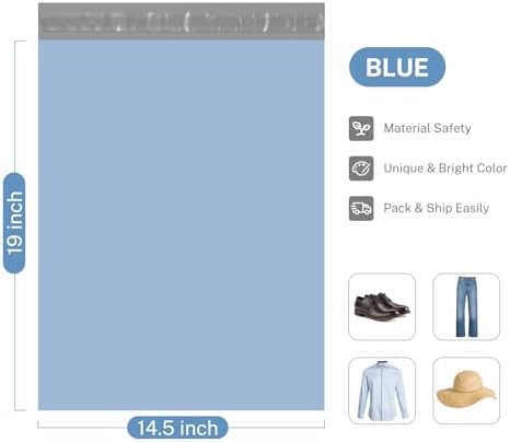 Metronic Poly Mailers 14.5x19 200pcs, Large Shipping Bags for Clothing, Durable Shipping Envelopes, Mailing Bags for Small Business, Waterproof and Tear-Proof Poly Bags Blue - Image 5