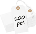 Uniclife 100 Pcs Manila Tags White Blank Shipping Tags with Wire Attached 4.7 Inch Paper Hang Tag with Reinforced Eyelet Large Marking Writable Price Label Tag, 4.7" x 2 3/8" by UnicLife