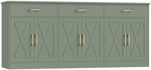 HOSTACK 71"W Farmhouse Kitchen Sideboard Buffet Cabinet with Storage, Green by HOSTACK